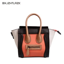 

BXJZHTLRZK 2018 Europe Fashionable Hit Color Smile Handbag Large Capacity Office Lady Luxury Design Shoulder Bag