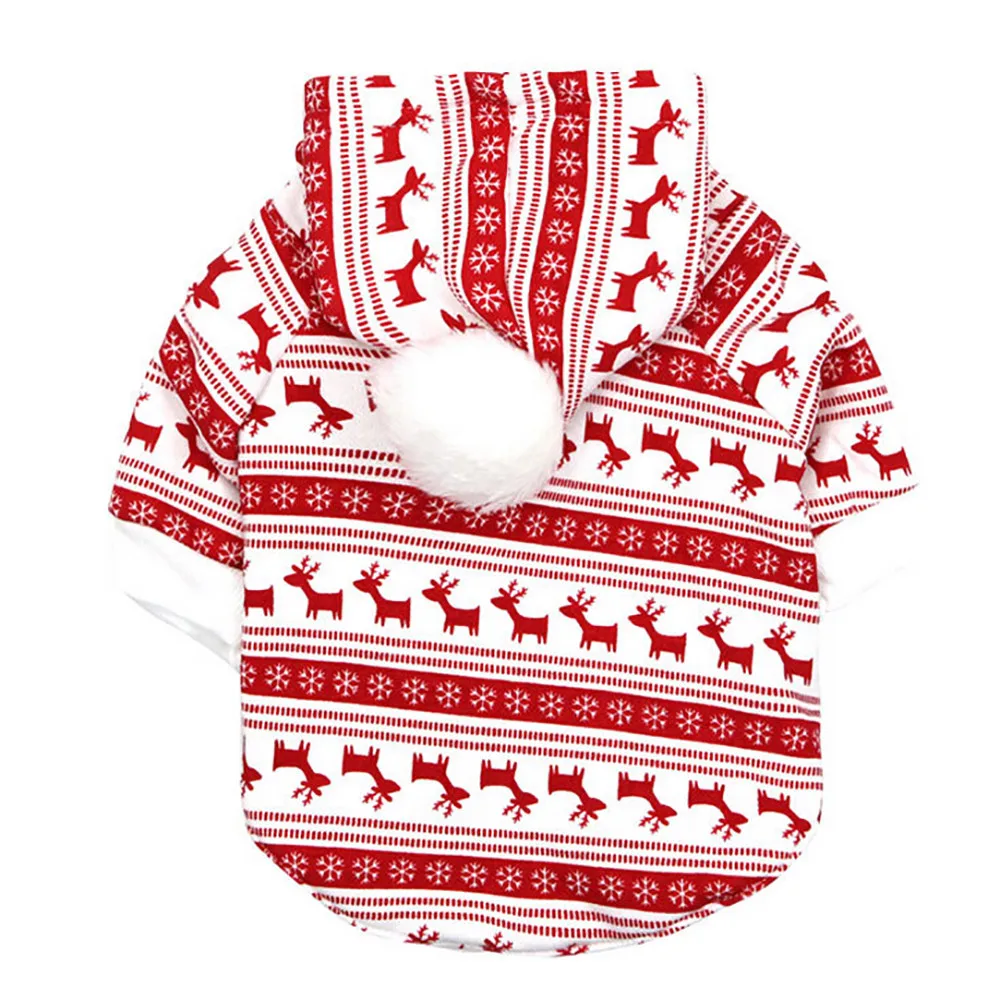 Рождественская Одежда для собак; сезон осень-зима; толстовка с капюшоном; теплые плотные толстовки с принтом Санта-Клауса; Одежда для собак