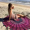 Chiffon Polyester 150cm Round Beach Towel Vacation Seaside Shawl Bath Towel Large Peacock tail printing Swimming Towel For Beach 4