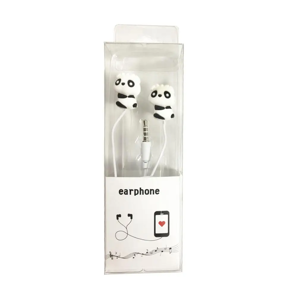 Qearfun, проводные наушники с милой пандой, 3,5 мм, стерео наушники, вкладыши, универсальные для мобильного телефона, для детей, девочек, друзей, подарки - Цвет: Panda earphone box
