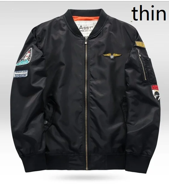 Осенняя мужская куртка-бомбер для пилота полета, Мужская летная куртка Ma-1, летная куртка пилота ВВС, Мужская армейская Военная мотоциклетная гоночная куртка - Цвет: 1616 Black