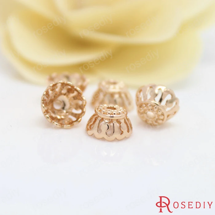 Латунные шапочки для бусин отверстия 10x6 мм 1 3 24 К цвета шампанского|diy jewelry