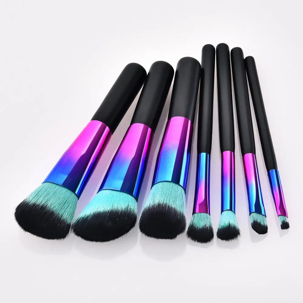 

7Pcs Makeup brushes kit wood handle soft nylon brush head for eyeshadow blush cosmetics make-up tools 100sets/lot DHL