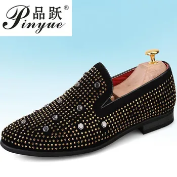 

cool party shoes men golden loafers gentlemen driving shoes sapato masculino couro boat shoes men large sizes black 43