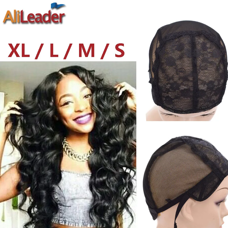 Factory Outlets XL/L/M/S Swiss Lace Wig Caps For Making Wigs With Adjustable Straps 10 Pcs/Lot Black Hair Wig Net Weaving Caps