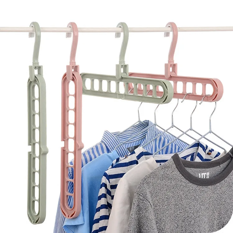 1 Pcs Creative Plastic 9 Hole Hanger Magic Store Clothes Hanger Balcony