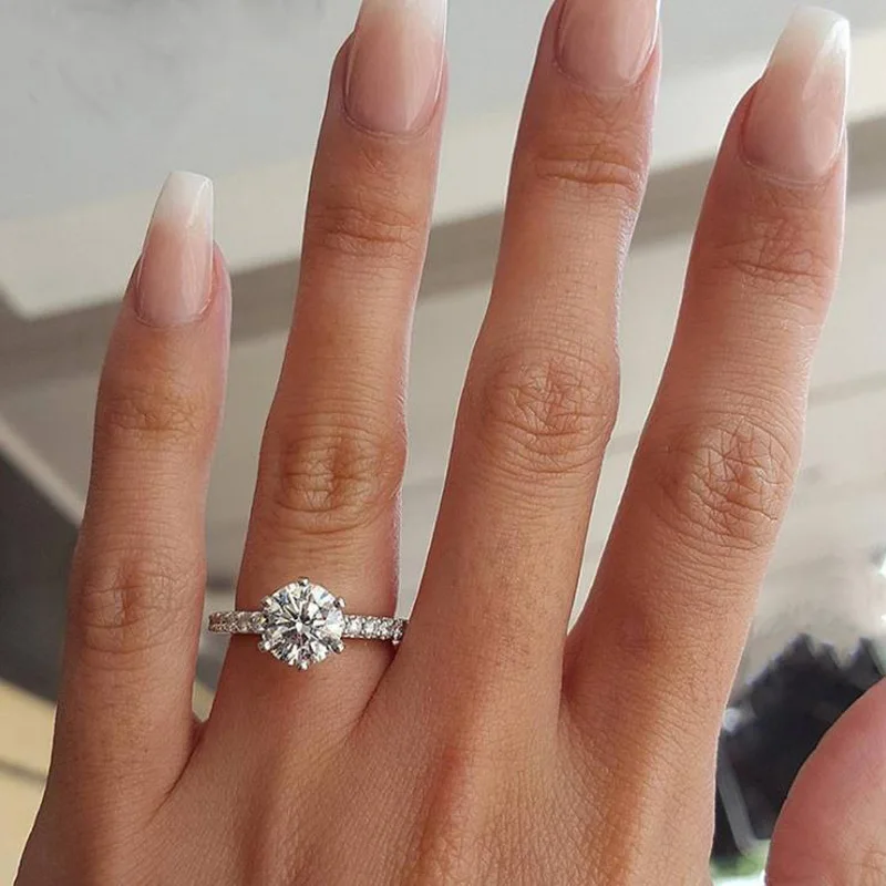

Classic Engagement Ring 6 Claws Design AAA White Cubic Zircon Female Wedding Band Rings For Women Jewelry