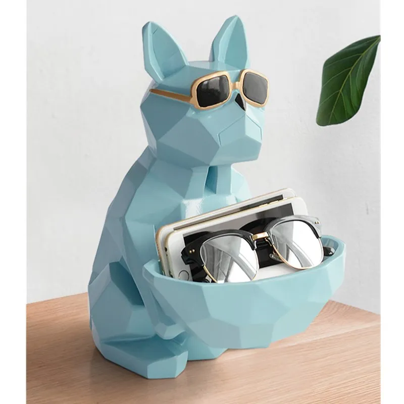 Французский бульдог коробка для хранения статуя моделирование собаки Животное Искусство Скульптура Смола ремесленник домашний дизайн интерьера L2976