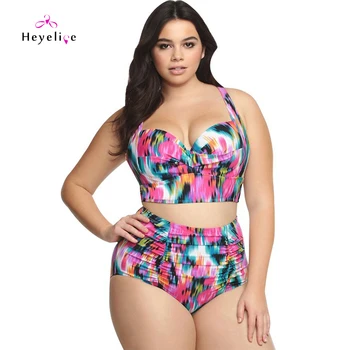 

Plus Size Bikinis Swimwear Women Printed High Waist Bikinis Beach Swim Suits New Plus Size Bathing Suits 5XL Biquinis Hot Sale