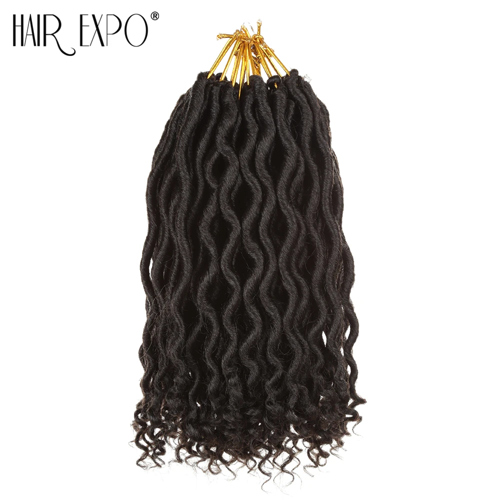 Волосы EXpo City 12 ''богиня Faux locs Curly концы короткие волнистые синтетические волосы для наращивания крючком косы 12 прядей/упаковка черный Afros