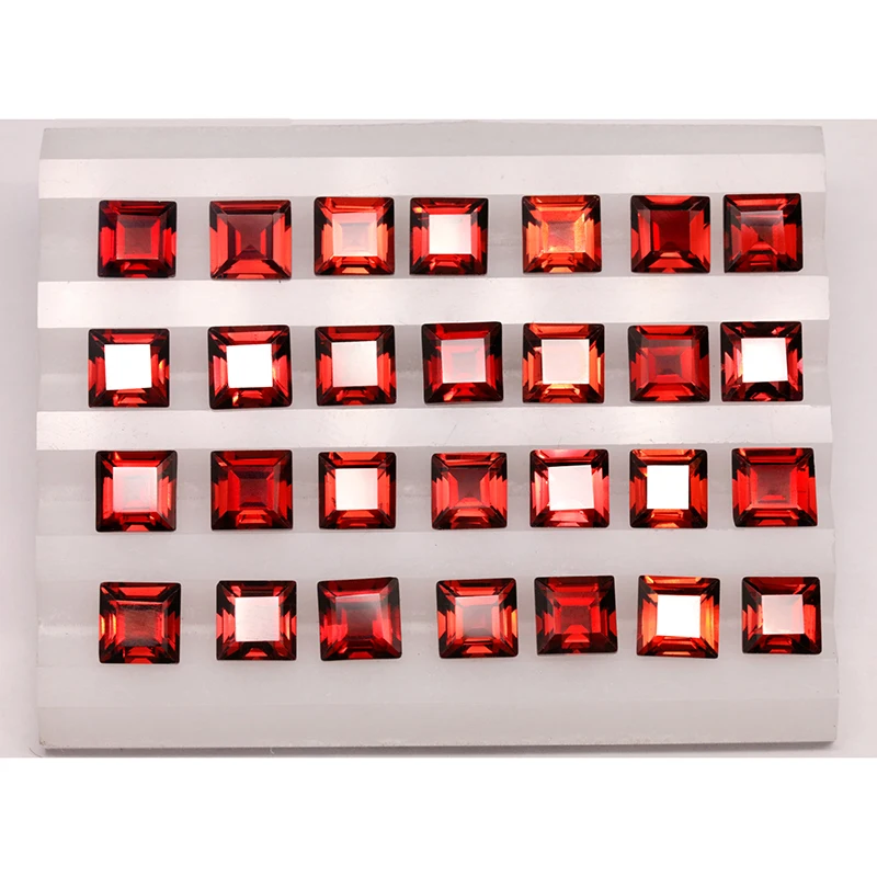 Gemstone Natural Red Garnet jewelry making 5X5mm10pcs Square losse gemstones clean Designer Ring Bracelet Earring Hight Quality