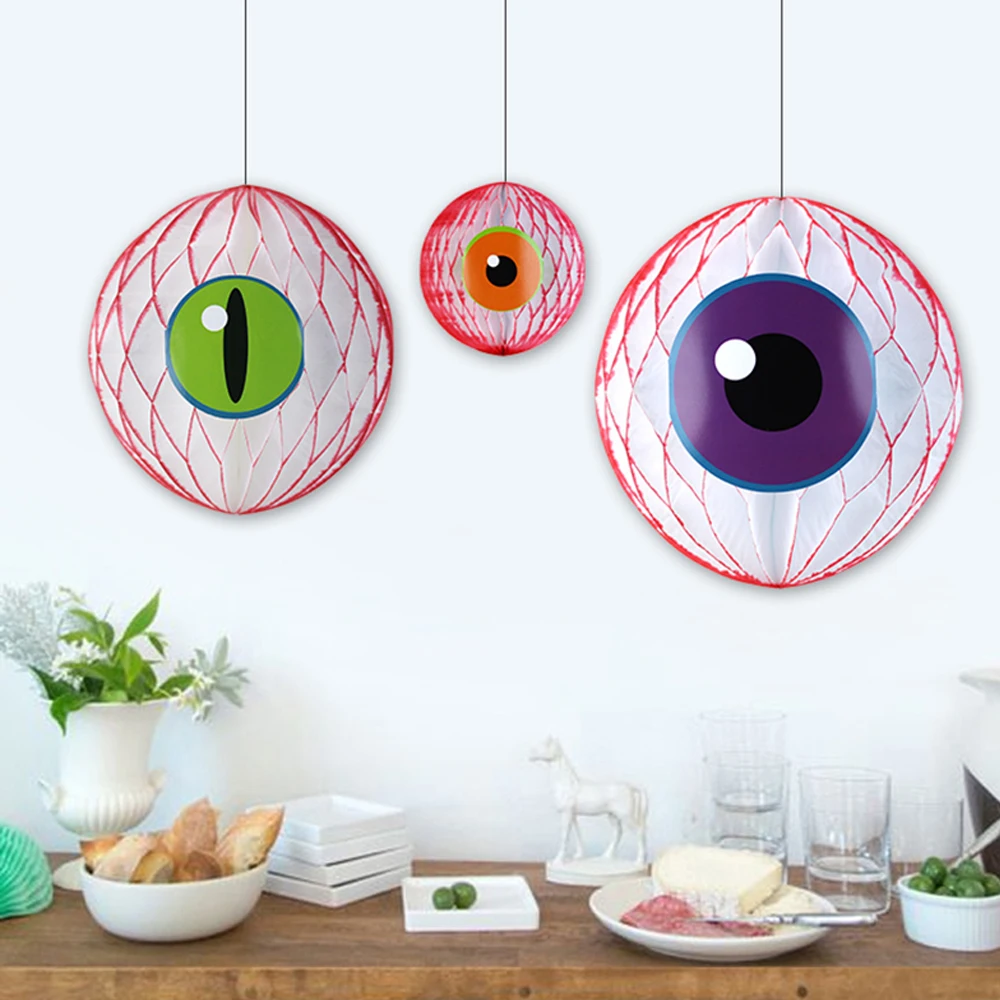 1pc 20cm 8inch Eye Got You Halloween Party Decorations 3D Honeycomb Eyeballs Hanging Decor For Home Accessories | Дом и сад