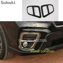 Styling auto in fibra di carbonio della copertura trim anteriore testa della luce di nebbia struttura della lampada bastone parte della decorazione 2 pcs Per Subaru Forester 2018 2019