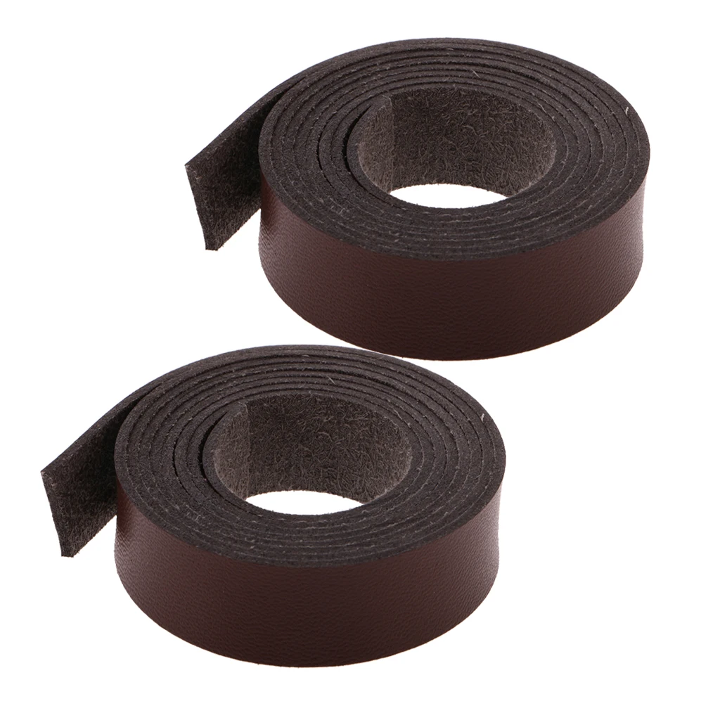 2 Meters Long 15mm and 20mm Wide PU Leather Strap Strips DIY Belt Crafts Coffee