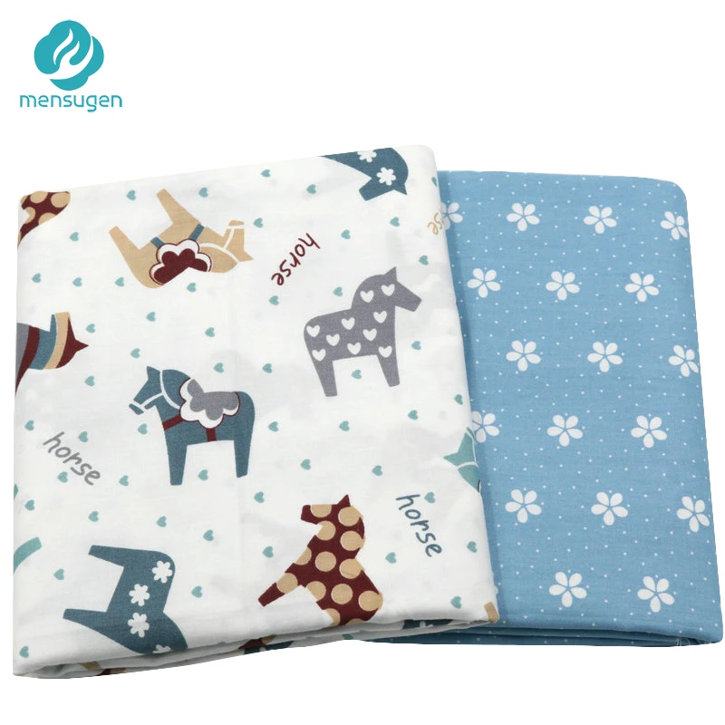 Mensugen хлопковая саржевая ткань с рисунком лошади и цветка для лоскутного шитья детских постельных принадлежностей