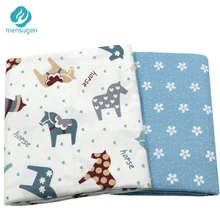 Mensugen хлопковая саржевая ткань с рисунком лошади и цветка для лоскутного шитья детских постельных принадлежностей