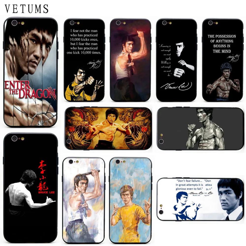 

VETUMS Bruce Lee Fighting Legend Kung Fu PC Hard TPU Hybrid Phone Case Cover For iPhone 5s SE 6 6s Plus 7 8 Plus X XR XS Max