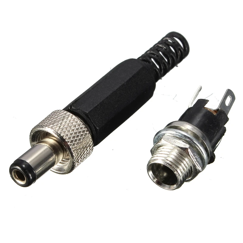 

1pcs 2.1MM x 5.5MM Screw Locking DC Power Connector Female Plug & Metal Panel Mount Socket Locable Secure Standard Plug Socket