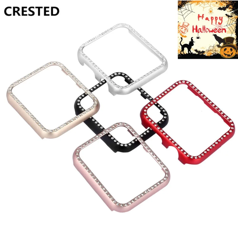 

EIMO Diamond case For Apple watch band 42mm/38mm IWATCH strap 3/2 Aluminum alloy Frame Crystal protective cover shell