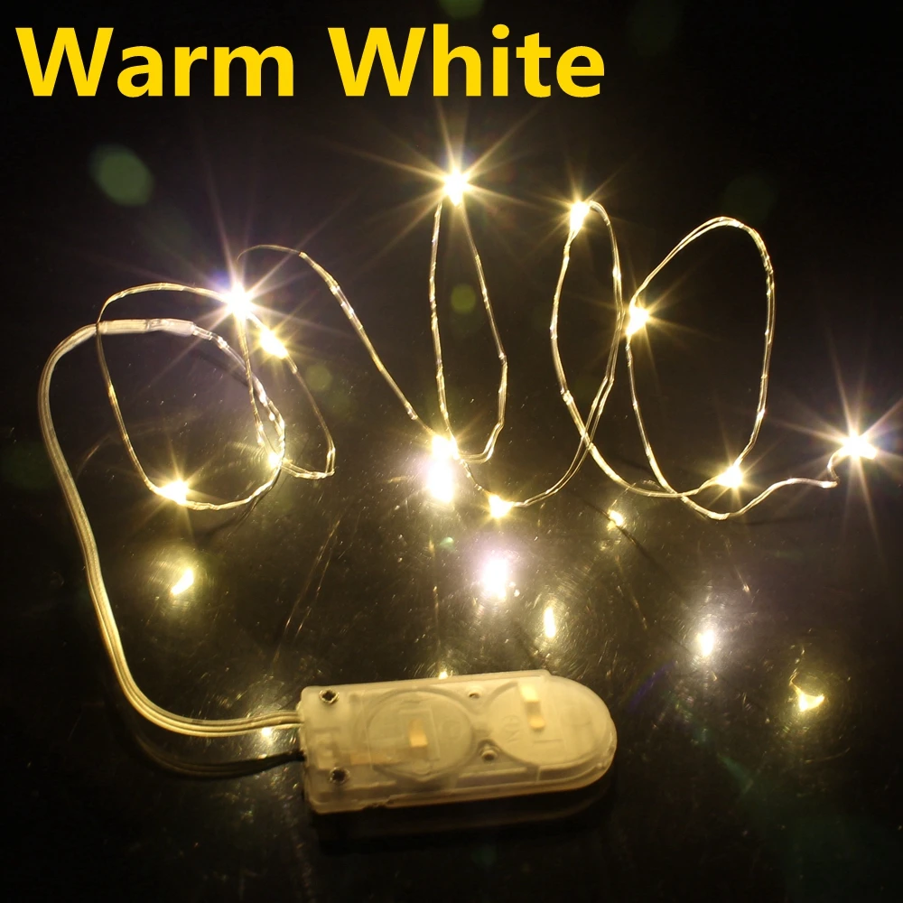 1M/2M 10/20 Leds Fairy Light CR2032 Battery Powered LED Christmas Light Copper Wire String Light For Wedding Xmas Garland Party