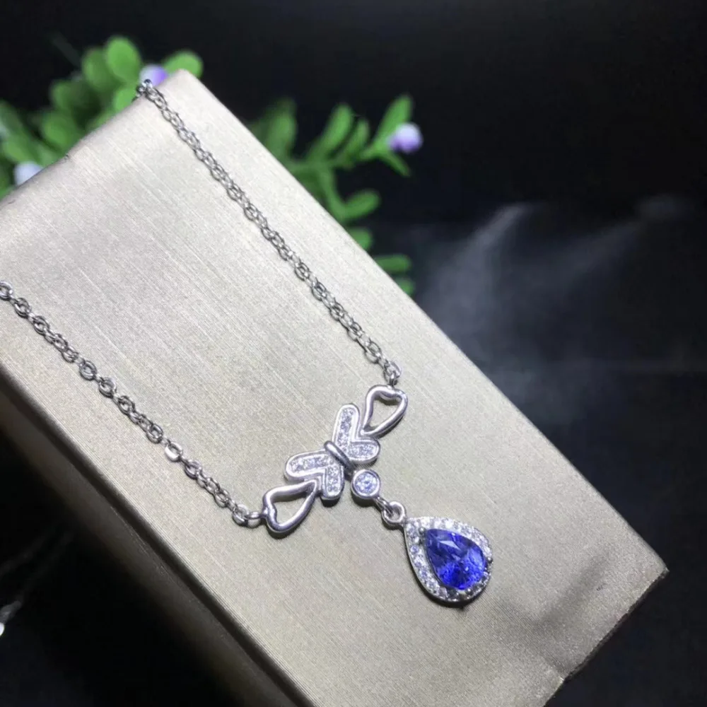  Tanzanite bleue naturelle collier élégant collier pendentif en pierres précieuses naturelles S925 a