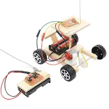 DIY Modelo de Corrida de Controle Remoto Sem Fio Kit de Madeira Crianças Brinquedo Educativo Carro Conjunto de Brinquedos Montados Experimentos de Ciências Físicas