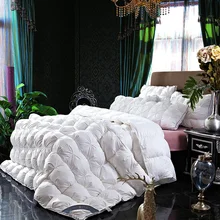 1 шт. высокое качество белый гусиный пуховое одеяло роскошное стеганое одеяло зимнее одеяло сплошной цвет Твин/королева/Королевское одеяло# s