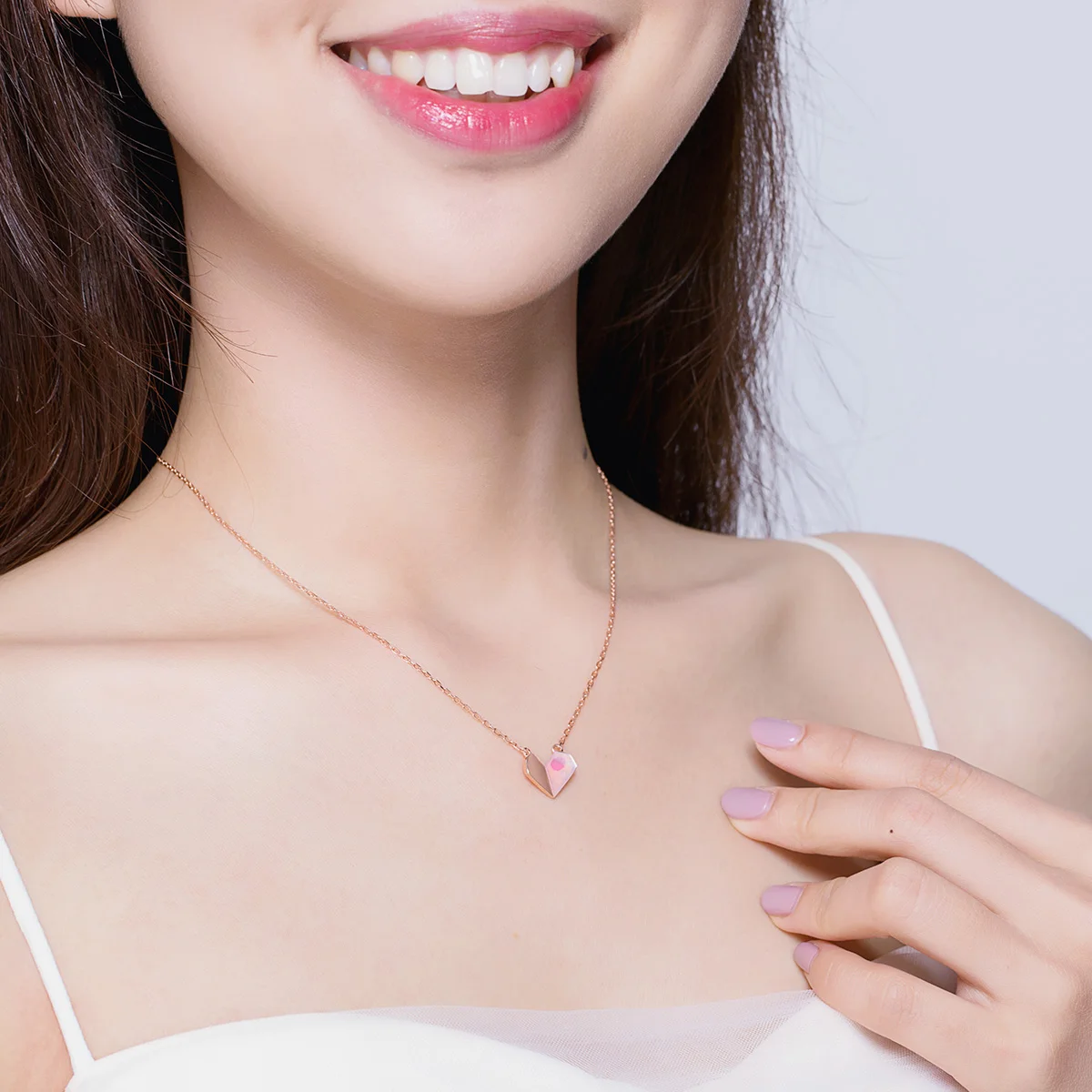 925 стерлингового серебра Floding бусины в виде сердца колье ожерелье для женщин короткая цепочка на шею розовое золото цвет ювелирные изделия