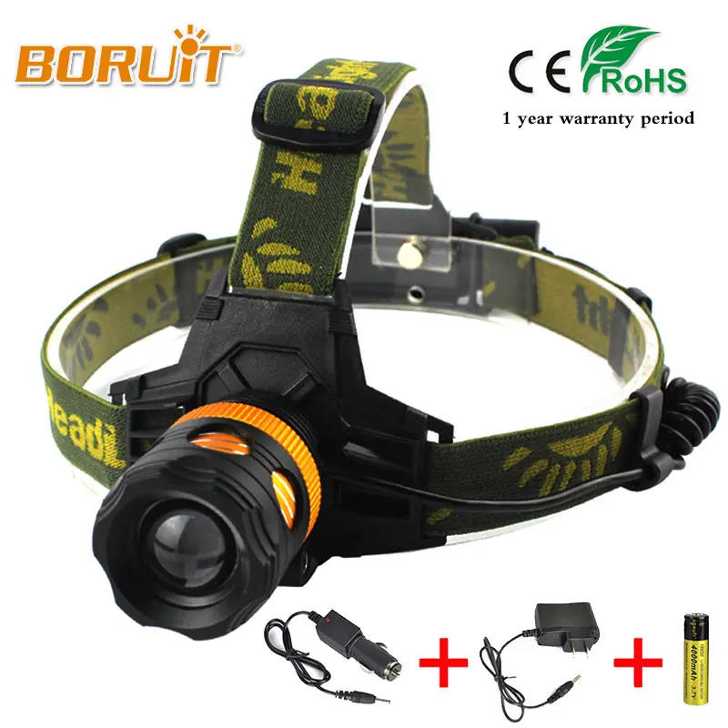 

BORUiT XML T6 LED Headlight 3 Modes Zoomable Headlamp Cycling Bicycle Flasglight AAA/18650 Battery Waterproof Camping Head Torch