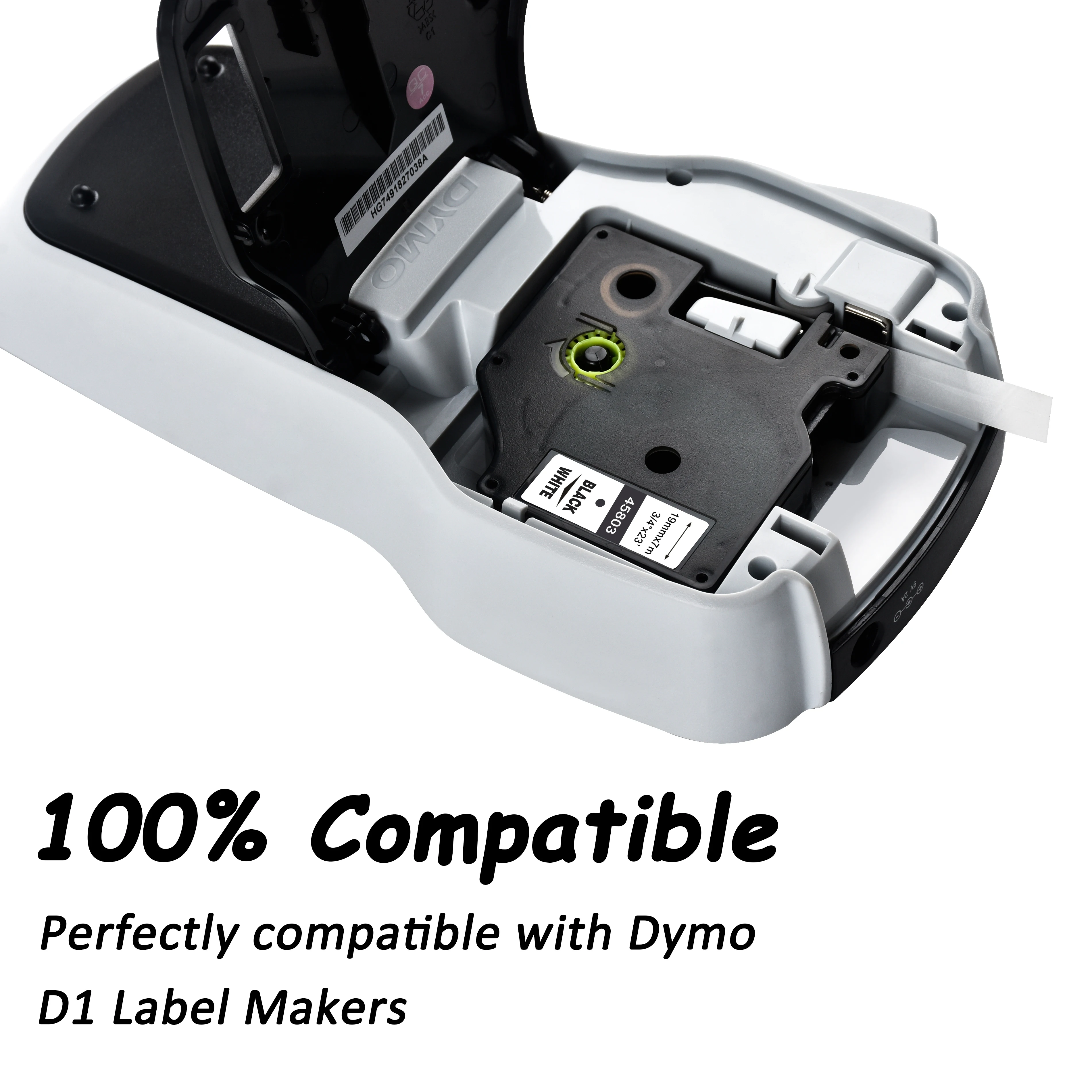 Cidy 50 Pcs DYMO D1 Tape 45803 19 Mm * 7 M Hitam Pada Label Putih untuk  Dymo Label Tape dymo LM160