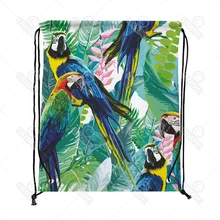 Акварельный тропический Тукан цветочный Попугай печати шнурок рюкзак Шоппинг Путешествия мешок обувь подарок мешок mochilas feminina