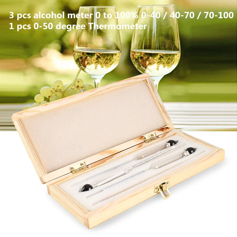 3pcs Alcohol Meter Hydrometer Alcoholmeter Bar Set 0 to 100 Vintage