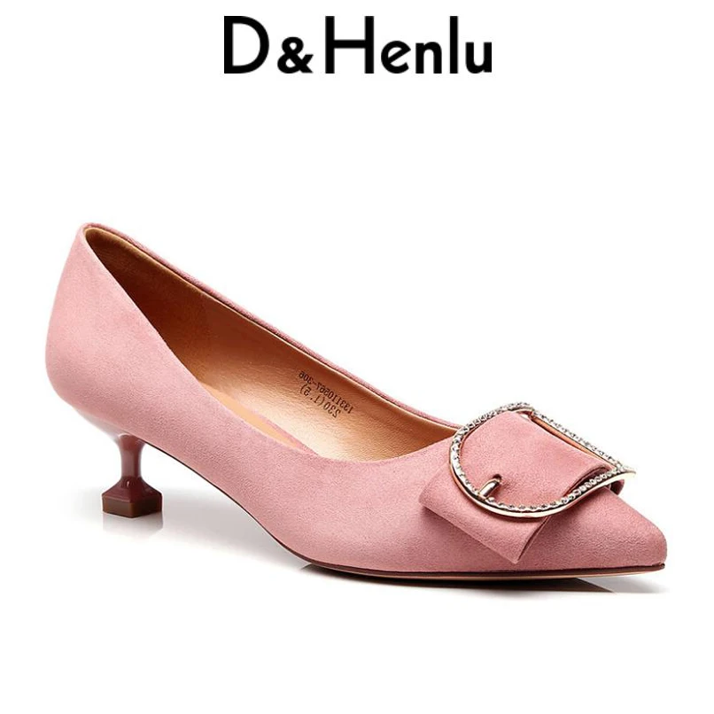 

{D&Henlu}plus size shoes women 41 42 43 shoes pumps woman high heels lady cat low heel shoe 3cm heels buckle small shoe sizes