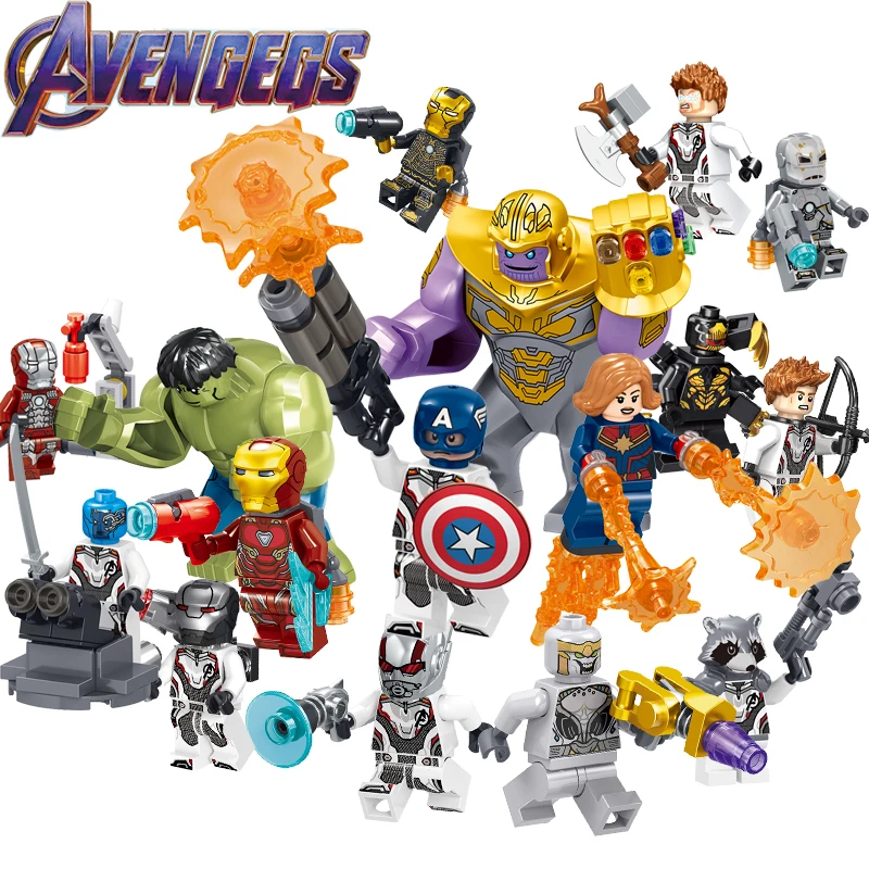 

16pcs/lot Legoness Marvel Super Heroes Avengers 4 Endgame Captain American Mini Action Figures Building Blocks Toy For Kids Gift