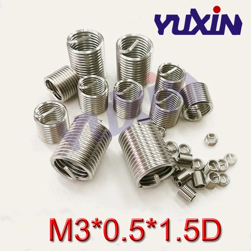 

100pcs M3*0.5*1.5DWire Thread Insert Stainless Steel 304 Wire Screw Sleeve, M3 Screw Bushing Helicoil Wire Thread Repair Inserts
