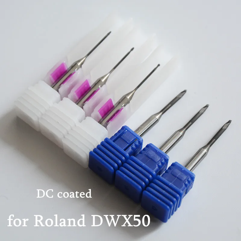 3 Pieces DC Coated 0.6/1.0/2.0mm Dental Zirconia Milling Burs for Roland DWX 50 CAD CAM Milling System