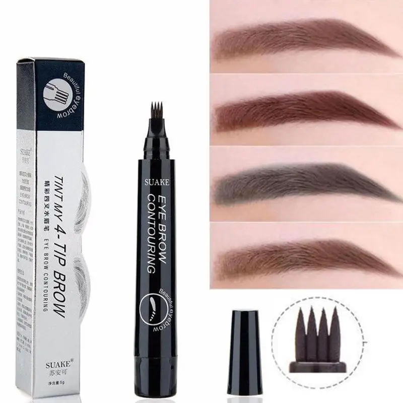 

1pcs Microblading Tattoo Eyebrow Pencils Waterproof Fork tip Eyebrow Tattoo Pen 4 Head Fine Sketch Enhancer Korean