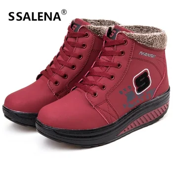 

Women High Top Running Shoes Non Slip Thick Crust Wedges Sports Shoes Winter Short Velvet Warm Training Shoes #B2125