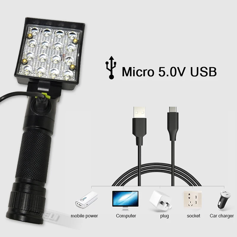 16led высокой мощности usb флэш светильник с магнитом Предупреждение ющий 18650 фонарь