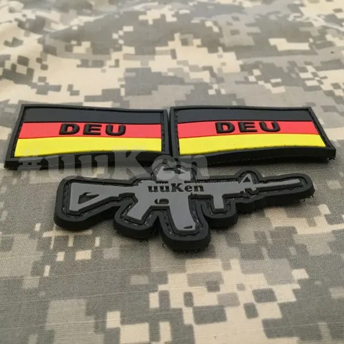 3pcs/Lot Germany Flag Rubber Patches DEU Flag Military Morale Patches supplied by uuKen Custom