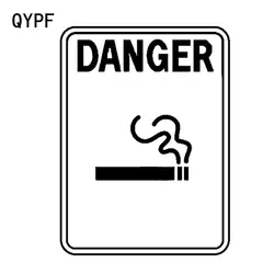 QYPF 11.2CM15.1CM предупреждающий знак курить опасности Графический автомобильный стикер черный/серебристый виниловые украшения S9-2241