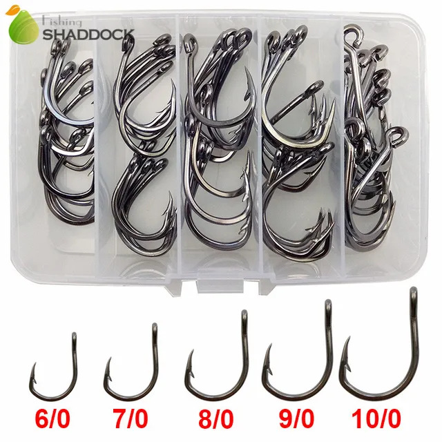 Shaddock Fishing 50pcs 10827 Stainless Steel Fishing Hooks Black Sharpened Live Bait Fishing Hook Set With Box