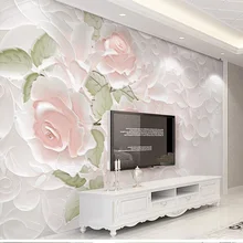 Пользовательские 3D ткань текстильные обои для стен матовый шелк для Гостиная ТВ фоне фрески Европейский цветок Роза бесшовные