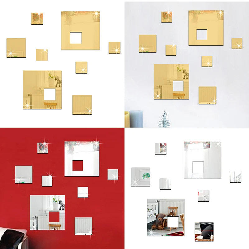 

Wall Sticker 3D Mirror Effect Square Background Decoration for Home Living Room WXV Sale