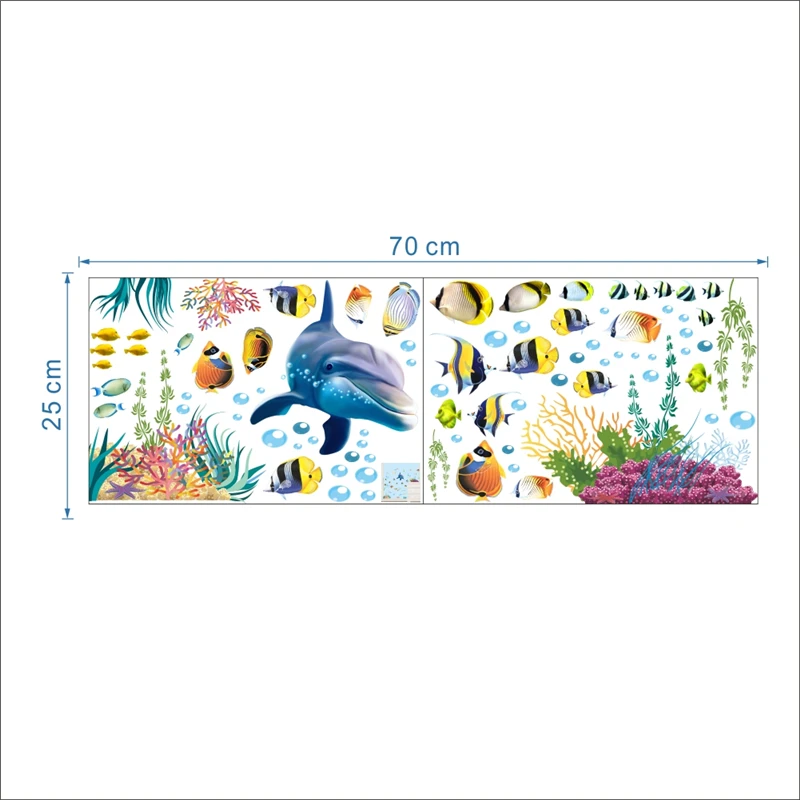 Waterproof bathroom kitchen wall sticker ocean deep water sea home decor stickers dolphin fish decorative decal mural kids room