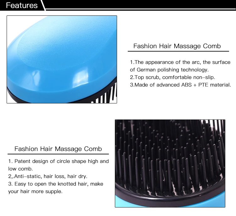 Fashion Anti-static Hair Massage Brush Comb Styling Tools Smooth Hair Combs Hairbrushes Handle for Salon Styling Women Girl Hair