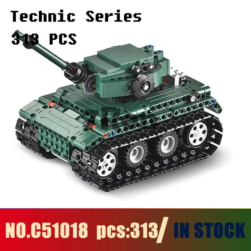 

Models building C51018 313pcs Technic Series War Weapon RC Tank Bricks Vehicles Building Blocks Compatible with lego & hobbies