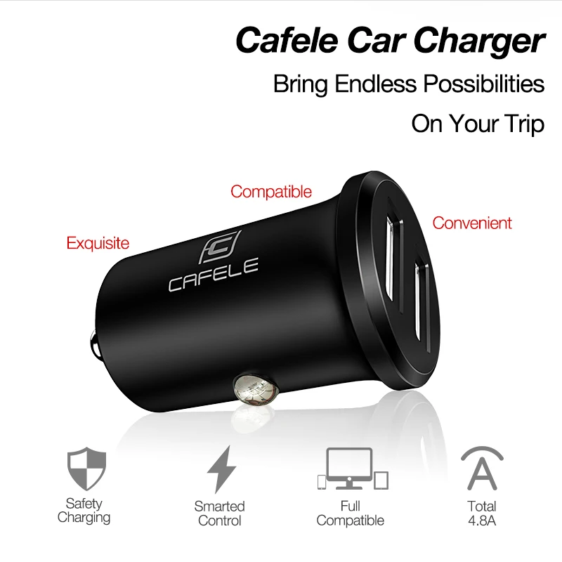 CAFELE роскошный двойной порт USB Автомобильное зарядное устройство для iphone 8 7 6 S 5s