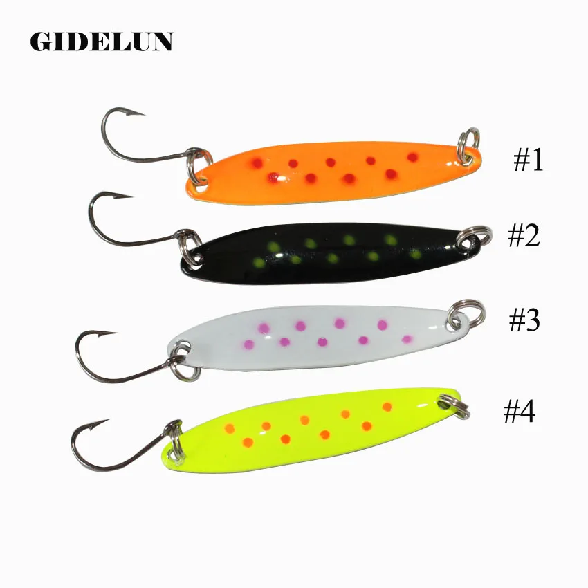 two sides painted 5cm 3g/5g single hook feather hook spoon fishing lure