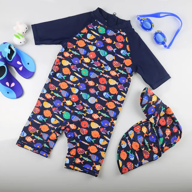 Best Offers Children's Swimsuit Summer Seaside Beach Boys Bathing Suit Children Cartoon Swimwear With Sunscreen Cap Best Offers Children's Swimsuit Summer Seaside Beach Boys Bathing Suit Children Cartoon Swimwear With Sunscreen Cap